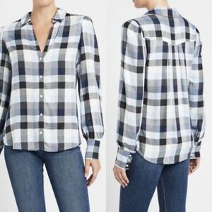 PAIGE Josslyn plaid V-Neck long sleeve button down top
